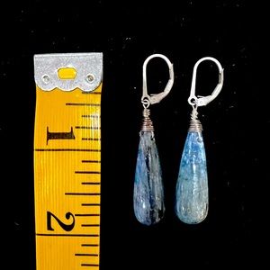Earrings - silver w blue drop